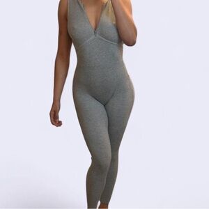 Fashion Nova Gray Ribbed Jumpsuit
